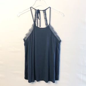 Danskin tie back navy blue Lace tank top intimates